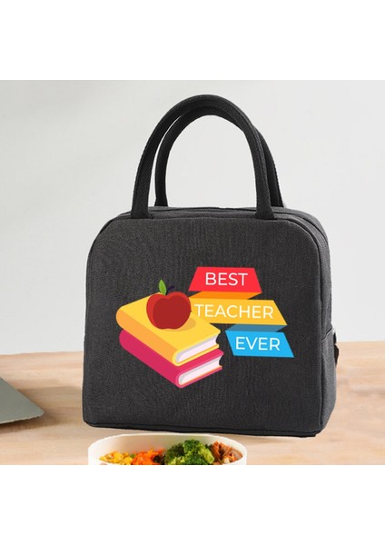 4TEACHER003 Stili Yalıtımlı Öğle Yemeği Çantası Fermuar Soğutucu Tote Termal Çanta Yemek Kabı Kanvas Gıda Öğle Yemeği Çantaları Çalışma Çanta Öğretmen Desen (Yurt Dışından)