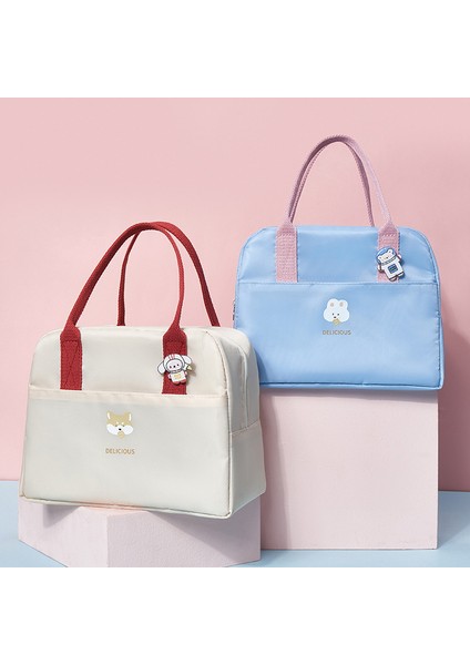 Mavi Stil Öğle Yemeği Kutusu Çantası Kadın Kalınlaşmış Taşınabilir Termal Çanta Oxford Kumaş Su Geçirmez Büyük Kapasiteli Yalıtımlı Pirinç Bento Çanta Loncheras (Yurt Dışından) modelleri