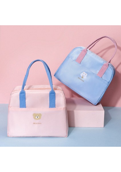 Mavi Stil Öğle Yemeği Kutusu Çantası Kadın Kalınlaşmış Taşınabilir Termal Çanta Oxford Kumaş Su Geçirmez Büyük Kapasiteli Yalıtımlı Pirinç Bento Çanta Loncheras (Yurt Dışından) fırsatları