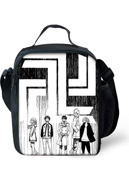 Haki Tarzı Harajuku Yenilik Serin Tokyo Revengers 3D Baskılı Crossbody Çanta Yemek Kabı Okul Gıda Öğle Yemeği Çantası Buz Torbaları (Yurt Dışından)