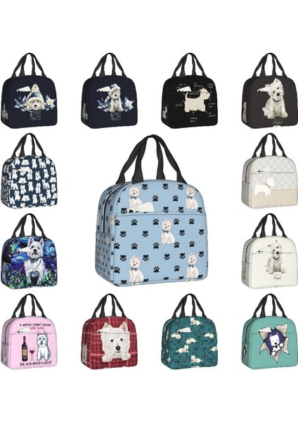 No.7 Tarzı 22X20X13CM West Highland Beyaz Terrier Pençe Baskı Desen Yalıtımlı Yemek Çantası Westie Köpek Termal Soğutucu Gıda Yemek Kabı Çocuklar Okul (Yurt Dışından) fiyatları