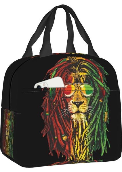 No.11 Tarzı Reggae Müzik Aslan Jamaika Bayrağı Rasta Rastafari Termal Yalıtımlı Öğle Yemeği Çantası Kadın Yeniden Kullanılabilir Yemek Çantası Seyahat Depolama Yiyecek Kutusu (Yurt Dışından)