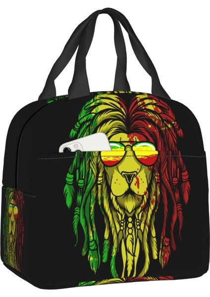No.11 Tarzı Reggae Müzik Aslan Jamaika Bayrağı Rasta Rastafari Termal Yalıtımlı Öğle Yemeği Çantası Kadın Yeniden Kullanılabilir Yemek Çantası Seyahat Depolama Yiyecek Kutusu (Yurt Dışından)