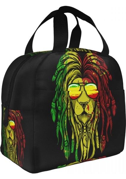 No.11 Tarzı Reggae Müzik Aslan Jamaika Bayrağı Rasta Rastafari Termal Yalıtımlı Öğle Yemeği Çantası Kadın Yeniden Kullanılabilir Yemek Çantası Seyahat Depolama Yiyecek Kutusu (Yurt Dışından)