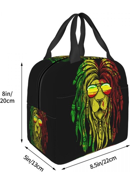 No.11 Tarzı Reggae Müzik Aslan Jamaika Bayrağı Rasta Rastafari Termal Yalıtımlı Öğle Yemeği Çantası Kadın Yeniden Kullanılabilir Yemek Çantası Seyahat Depolama Yiyecek Kutusu (Yurt Dışından)