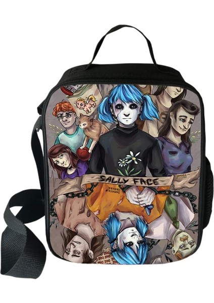 No.7 Tarzı Harajuku Yenilik Serin Komik Sally Yüz 3D Baskılı Crossbody Çanta Yemek Kabı Okul Gıda Öğle Yemeği Çantası Buz Torbaları (Yurt Dışından)