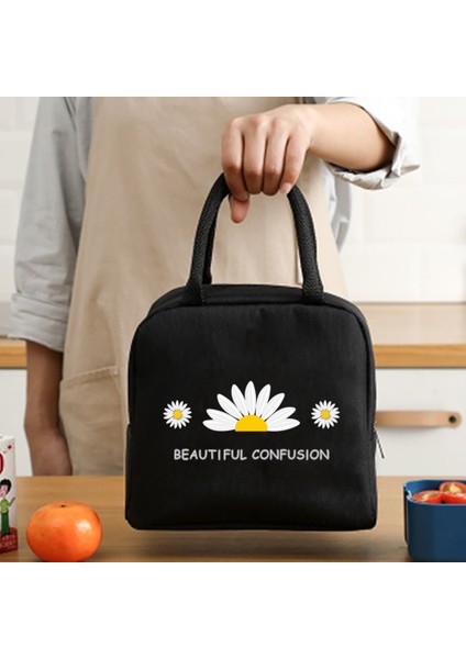 4DAISY006 Tarzı Öğle Yemeği Çantası Soğutucu Tote Taşınabilir Yalıtımlı Fermuar Termal Kanvas Çanta Gıda Unisex Seyahat Öğle Yemeği Kutusu Organizatör Çanta Papatya Baskı (Yurt Dışından) indirimleri