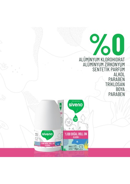 %100 Doğal Roll On Kadın Deodorant Bitkisel Leke Bırakmayan Vegan 50 ml X 2 Adet