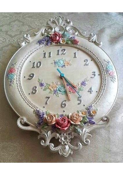 Gül Çiçek Kabartmalı 44CM Saat Silikon Kalıp K-288 modelleri