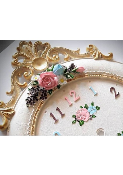 Gül Çiçek Kabartmalı 44CM Saat Silikon Kalıp K-288 indirimleri