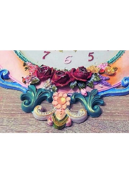 Gül Çiçek Kabartmalı 44CM Saat Silikon Kalıp K-288