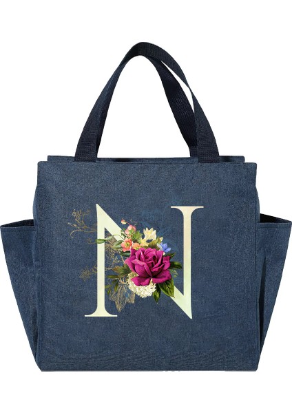 N Tarzı Çok Fonksiyonlu Büyük Kapasiteli Soğutucu Çanta Beyaz Mektup Baskı Taşınabilir Fermuarlı Termal Öğle Yemeği Çantası Kadınlar Için Yemek Kabı Gıda Çantası (Yurt Dışından)