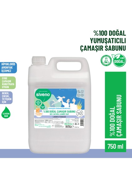 %100 Doğal Çamaşır Sabunu Bitkisel Deterjan Yumuşatıcı Gerektirmez Konsantre Vegan 5000 ml