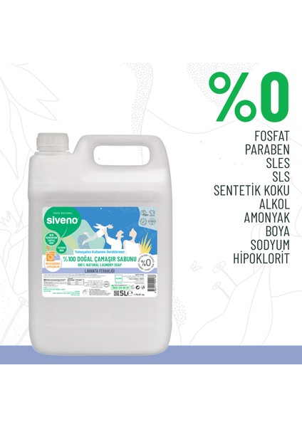 %100 Doğal Çamaşır Sabunu Bitkisel Deterjan Yumuşatıcı Gerektirmez Konsantre Vegan 5000 ml