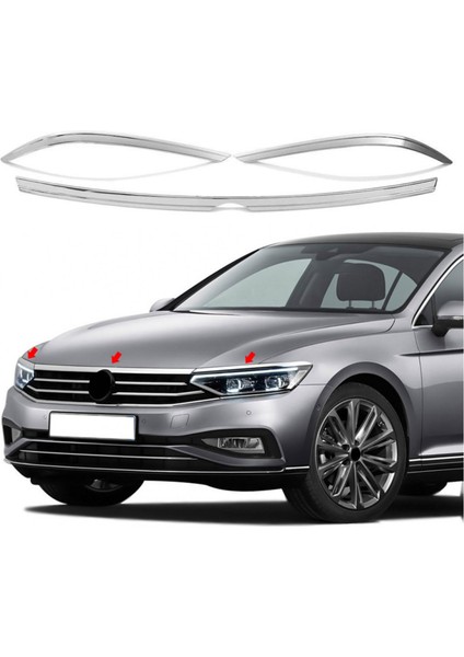 Passat B8-B8,5 Uyumlu Krom Far Kaşı 3 PRÇ.2015 Sonrası Uyumludur