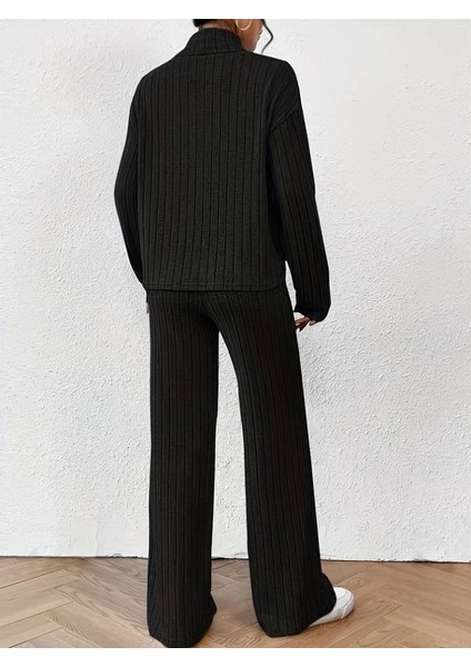 Kadın Uzun Kollu Balıkçı Yaka Şardonlu Kaşkorse Altı Pantalon Ikili Takım fiyatları