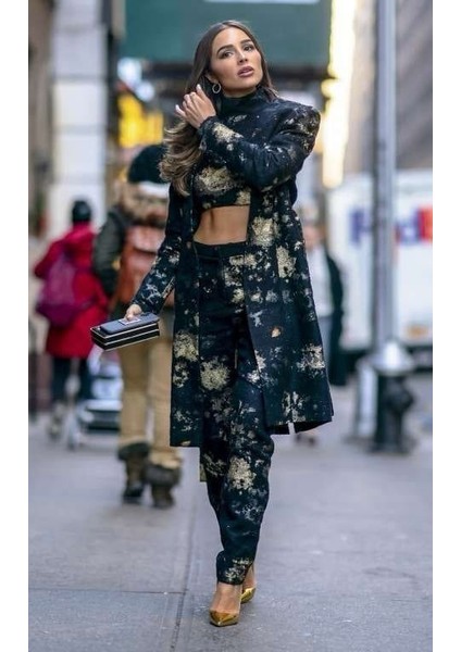 Kadın Dijital Baskılı Scuba Kumaş Üçlü Takım fiyatları