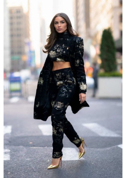 Kadın Dijital Baskılı Scuba Kumaş Üçlü Takım modelleri