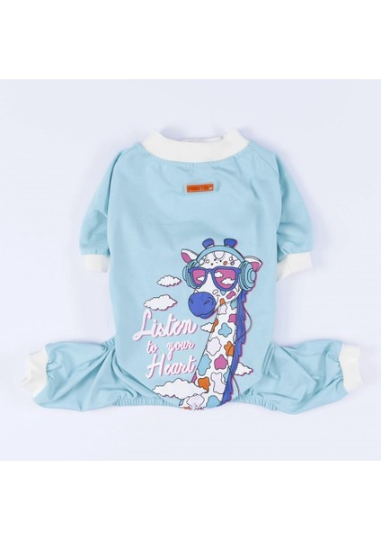 Bebe Mavi Giraffe Kedi Köpek Pijaması