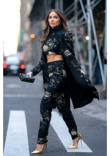 Kadın Dijital Baskılı Scuba Kumaş Üçlü Takım indirimleri