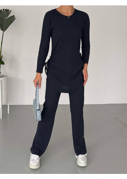 Kadın Yandan Kuşak Detaylı Fitilli Kaşkorse Kumaş Ikili Takım fiyatları