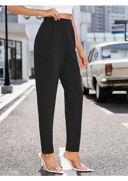 Kadın Yüksek Bel Cepli Rahat Kesim Ithal Krep Pantolon modelleri