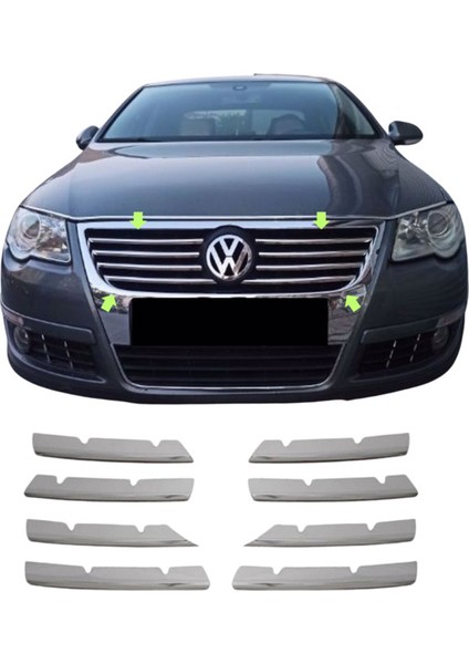 Vw Passat B6 Krom Ön Panjur 8 Prç. 2005-2010 Arası P. Çelik