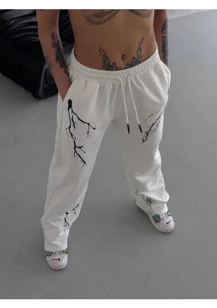 Unisex Dijital Baskılı Eşofman Altı - Beyaz fiyatları