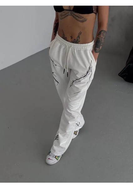 Unisex Dijital Baskılı Eşofman Altı - Beyaz fırsatları