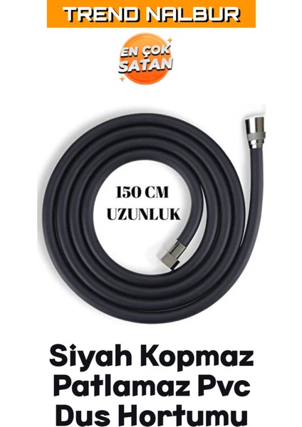 Pu 5 Fonksiyonlu Mafsallı Mat Siyah Duş Başlığı Seti, Mat Siyah Duş Başlığı - Pvc Hortum Duş Seti B