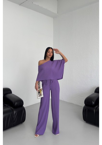 Kadın Pamela Kumaş Kayık Yaka Alt Üt Takım