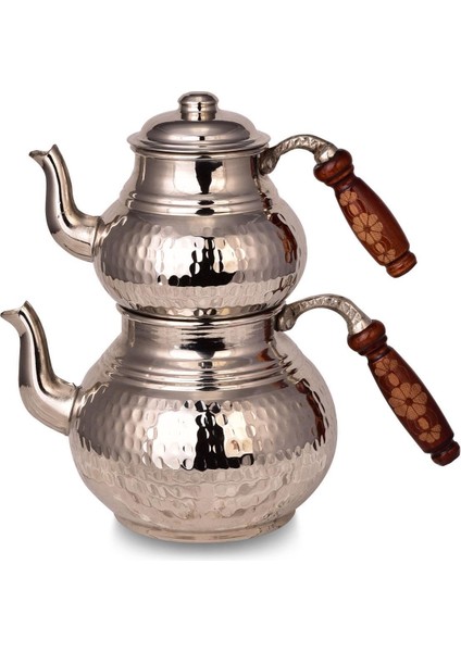 Çok Renkli Premium Collection Teatime Bakır Çaydanlık Orta Boy Nikel Bakır