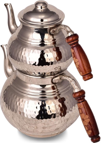 Çok Renkli Premium Collection Teatime Bakır Çaydanlık Orta Boy Nikel Bakır