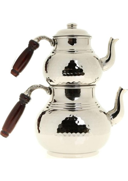 Çok Renkli Premium Collection Teatime Bakır Çaydanlık Orta Boy Nikel Bakır