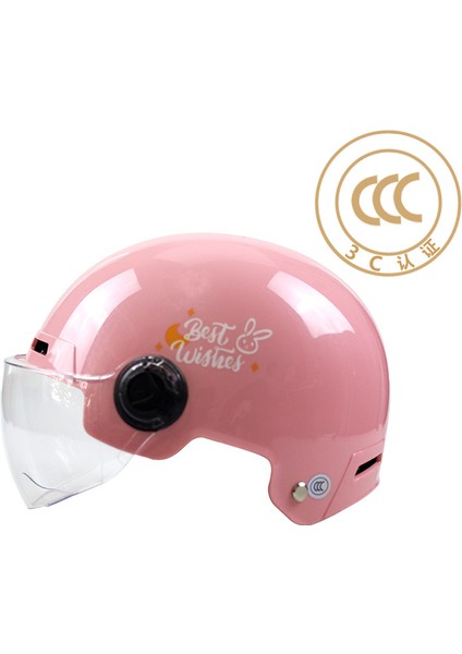 Çocuk Kaskı 3c Sertifikalı Çocuk Yaz Karikatür Elektrikli Motosiklet Kask Ilkokul Kız Yarım Kask Sürme (Yurt Dışından)