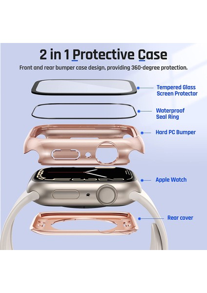 Apple Watch Için Uygun Su Geçirmez Kabuk Koruyucu Kapak Apple Watch Ultra Temperli Kabuk Membran Entegre S8/7/6 (Yurt Dışından)