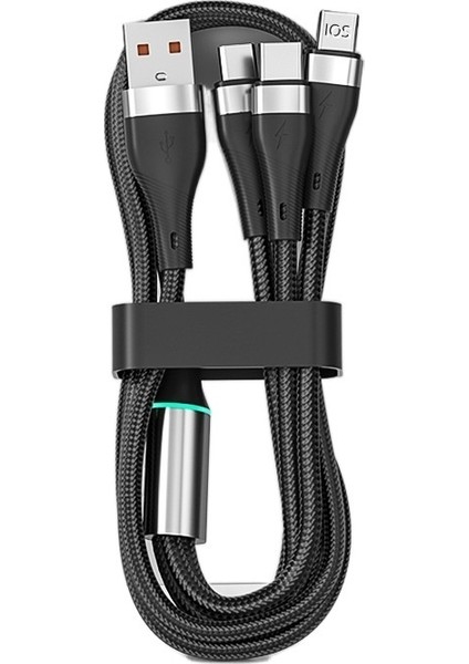 Naylon Örgülü Üçü Bir Arada Veri Kablosu 2m (Yurt Dışından)