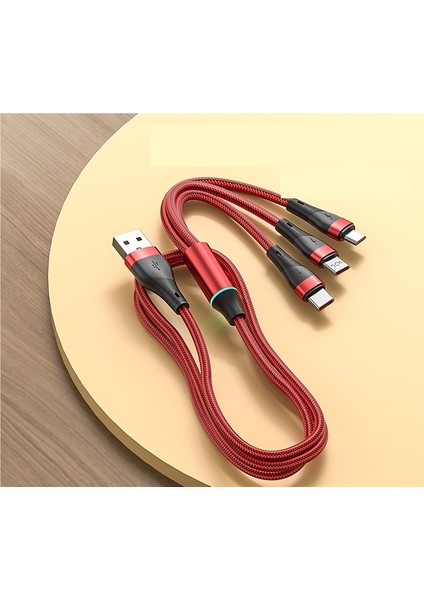 Naylon Örgülü Üçü Bir Arada Veri Kablosu 2m (Yurt Dışından) modelleri