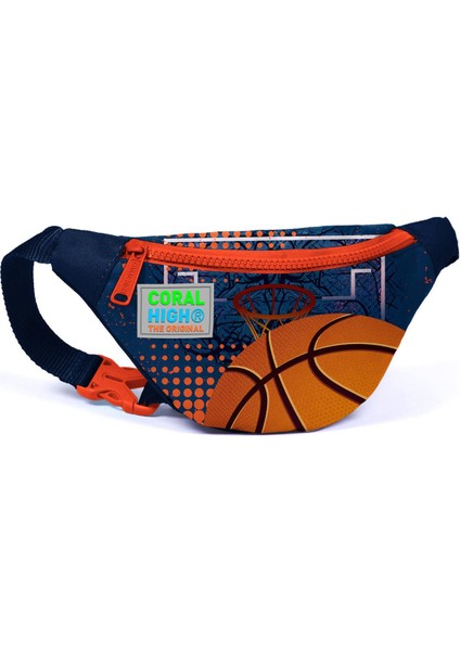 Kids Turuncu Lacivert Basketbol Desenli Bel Çantası 11518