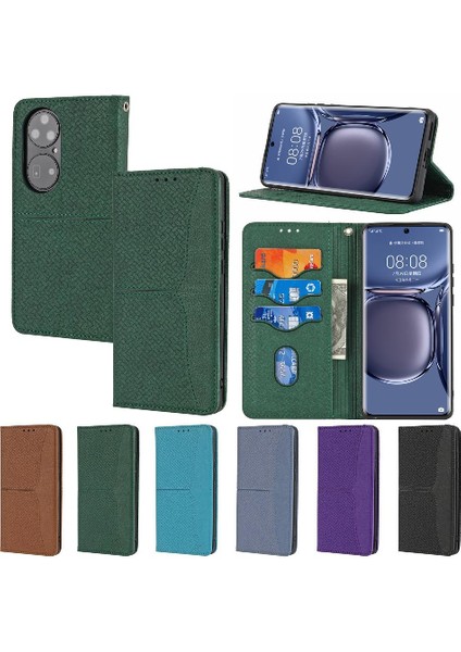Huawei P50 Pro Pu Deri Kapak Çevirin Folio Kitap Kredi Kartı El (Yurt Dışından)