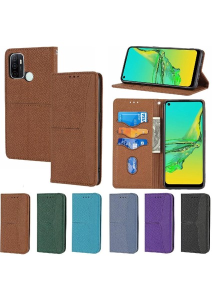 Oppo A53 Için Kılıf El Cüzdan Flip Folio Kitap Pu Deri Kapak Kredi Kartı (Yurt Dışından)
