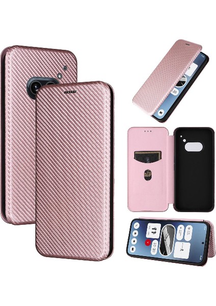 Nothing Telefon 2A Manyetik Karbon Fiber Deri Folio Flip Case (Yurt Dışından)