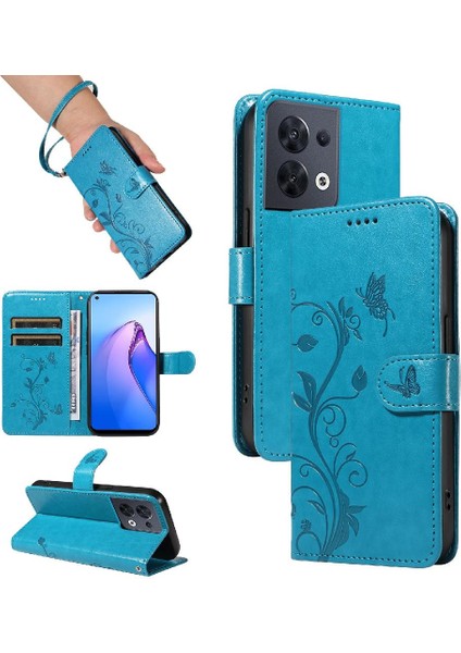 Oppo Oppo 8 Pro 5g Için Kılıf Kabartmalı Kelebek Yüksek Kaliteli Deri Telefon Kılıfı (Yurt Dışından)