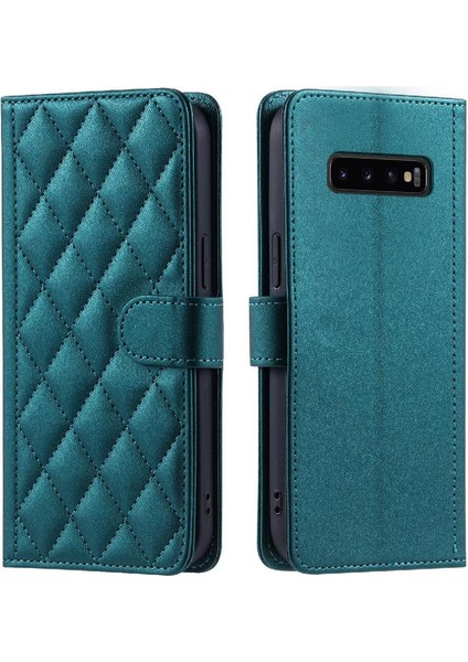 Samsung Galaxy S10 Artı Manyetik Kafes Flip Folio Cüzdan Için Telefon Kılıfı (Yurt Dışından)