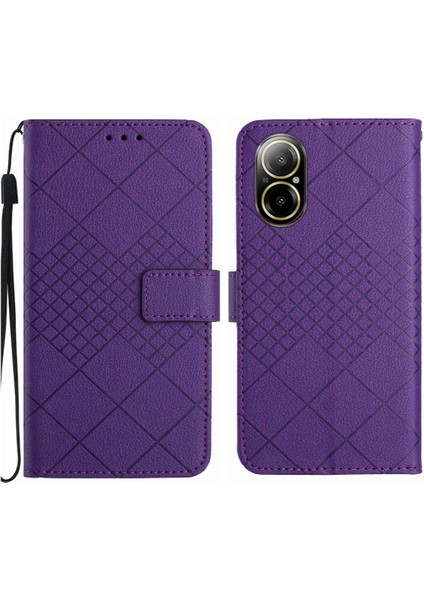 Realme C67 4g Kart Yuvası Için Flip Case Standı Cüzdan Pu Deri Elmas ile (Yurt Dışından)