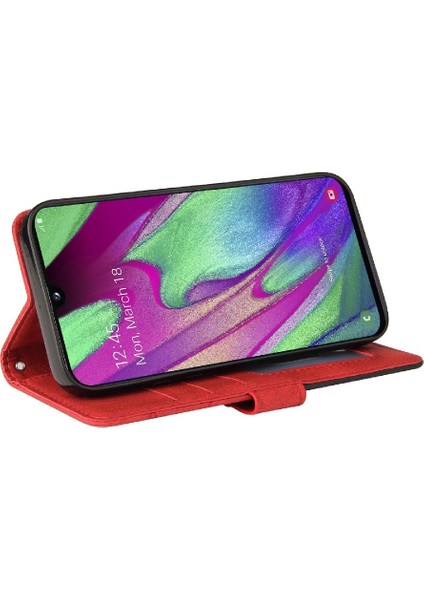 Kart Yuvası Standı Pu ile Samsung Galaxy A40 Iki Renkli Dikiş Için Kılıf (Yurt Dışından) modelleri