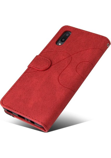 Samsung Galaxy A02/M02 Iki Renkli Dikiş Kickstand Koruyucu Kılıf (Yurt Dışından)
