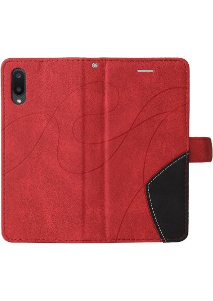 Samsung Galaxy A02/M02 Iki Renkli Dikiş Kickstand Koruyucu Kılıf (Yurt Dışından)