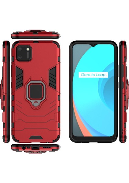 Realme C11 Için Kılıf 360 &deg; Dönen Halka Darbeye Kapak Kickstand Askeri (Yurt Dışından)