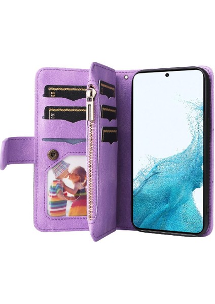 Kart Yuvası Standı ile Samsung Galaxy S23 Iki Renkli Dikiş Için Kılıf (Yurt Dışından)